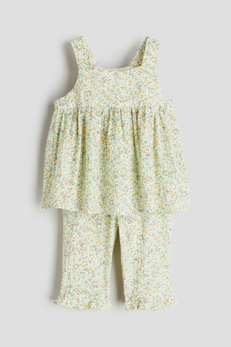 2-piece Floral-patterned Set - Light green/floral - Kids | H&M US | H&M (US + CA)