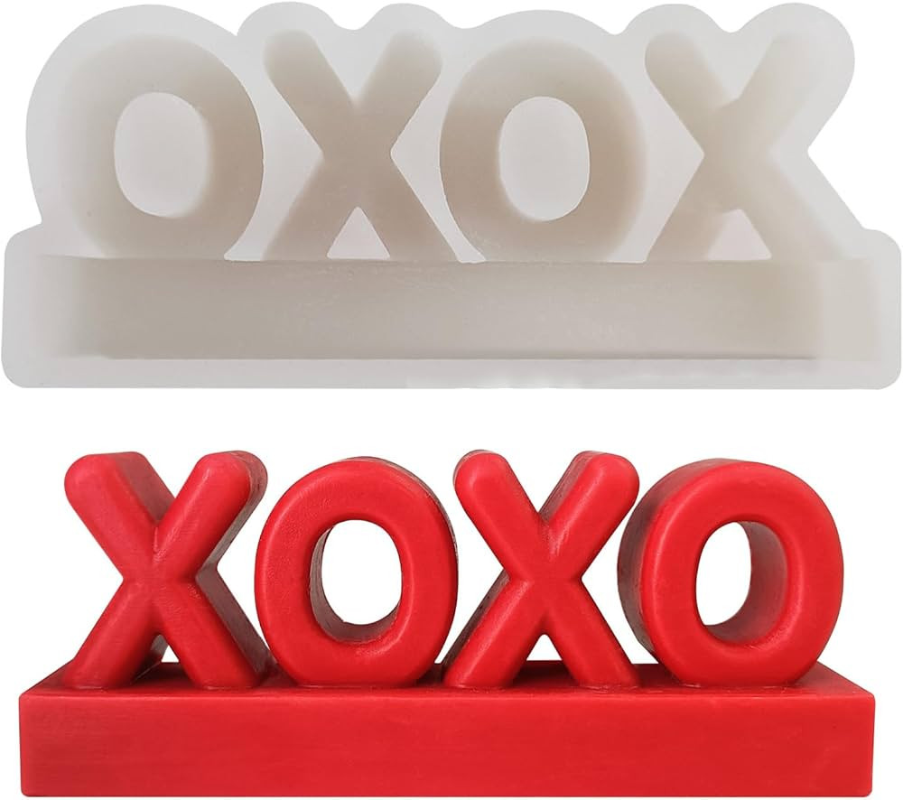 Midnadiy XOXO Decor Silicone Mold - 3D Valentines Day Candle Molds for Candle Making, Large Epoxy... | Amazon (US)