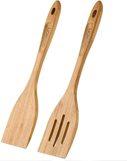 GEEKHOM Bamboo Spatulas for Nonstick Cookware, 13 Inch Extra Large Wooden Wok Turners, Slotted Sp... | Amazon (US)