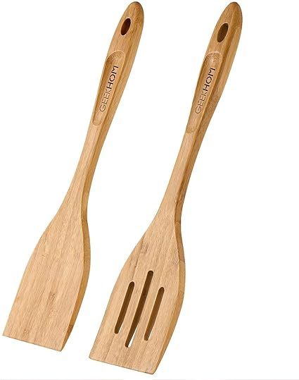 GEEKHOM Bamboo Spatulas for Nonstick Cookware, 13 Inch Extra Large Wooden Wok Turners, Slotted Sp... | Amazon (US)