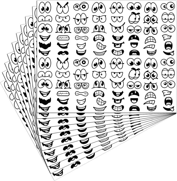 960 Pieces Halloween Stickers Eyes Mouth Cartoon Stickers Labels for Art Craft DIY Scrapbook(Blac... | Amazon (US)