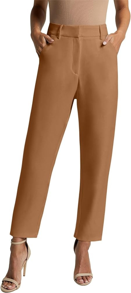 NIMIN Women High Waisted Dress Work Ankle Pants 26"/28"/30" Inseam Office Business Casual Trouser... | Amazon (US)