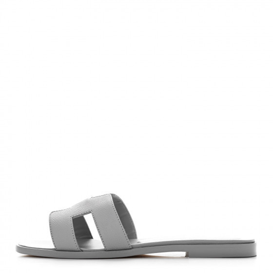 HERMES Epsom Oran Sandals 37 Bleu Glacier | Fashionphile