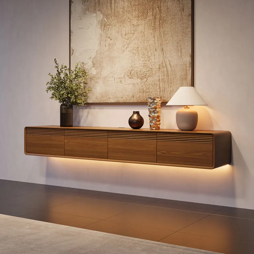 FLOAT -  Mid-Century Floating TV Stand With Adjustable LED Lights | Wayfair North America