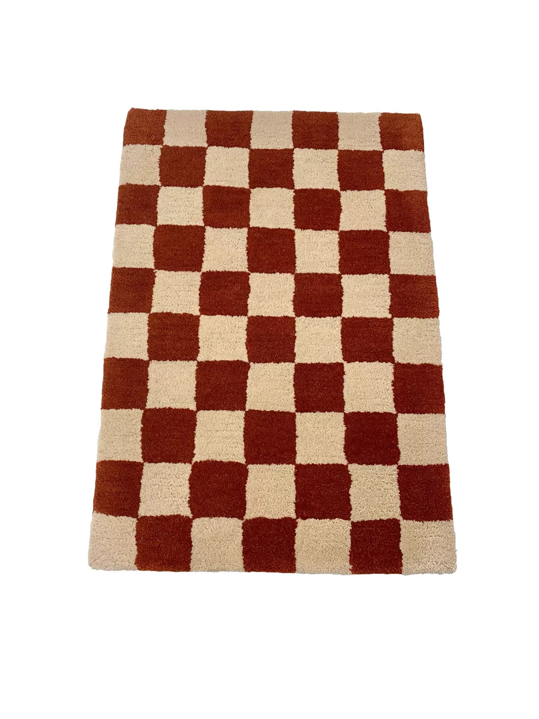 Relic Home Rust and Cream Checkered Rug | Urban Outfitters (US and RoW)