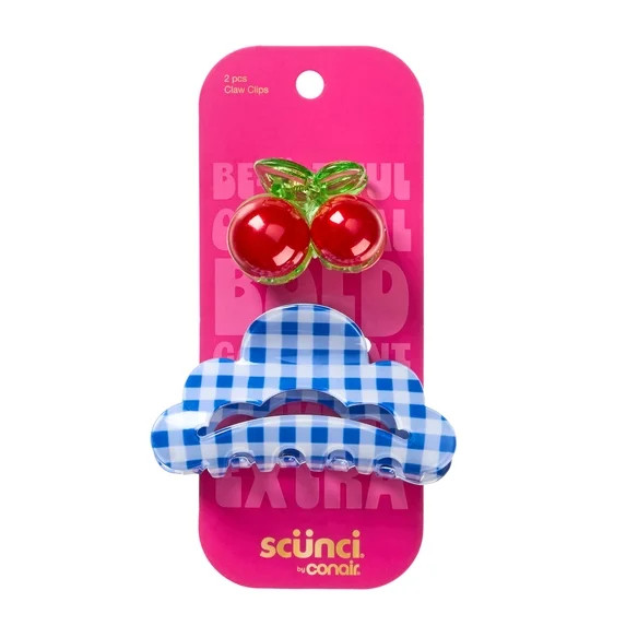 Scunci by Conair Cherry & Cloud Claw Hair Clips, Cute Mini Styling Clips, 2 Count | Walmart (US)
