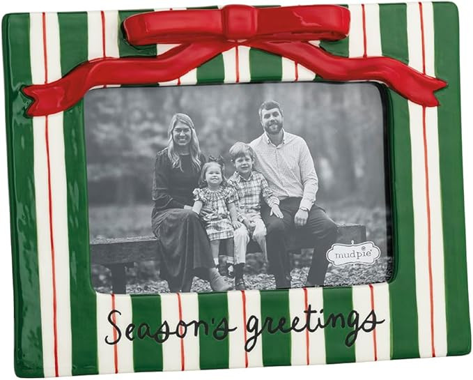 Mud Pie Christmas Stripe Bow Frame | Amazon (US)