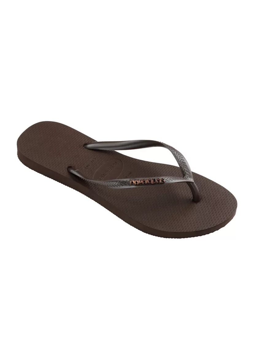Slim Logo Metallic Flip Flop Thong Sandals | Belk