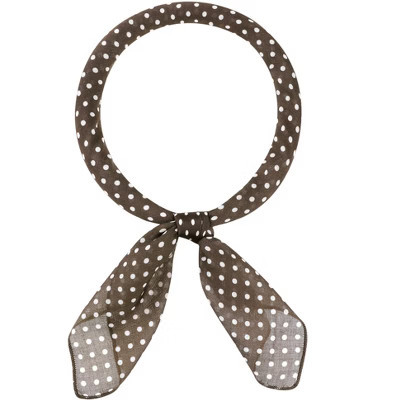 INSPIRE CHIC Women Polka Dots Cotton Linen Retro Solid Color Plain Square Neck Scarves 1Pc Brown-More Dots 58x58cm/22.8x22.8" | Target