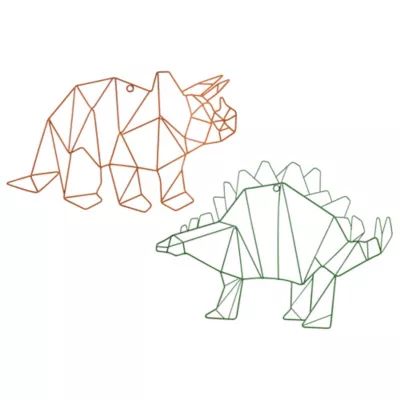 Stratton Home D&eacute;cor Dinosaur Metal Wall Art in Green/Orange (Set of 2) | Bed Bath & Beyond | Bed Bath & Beyond