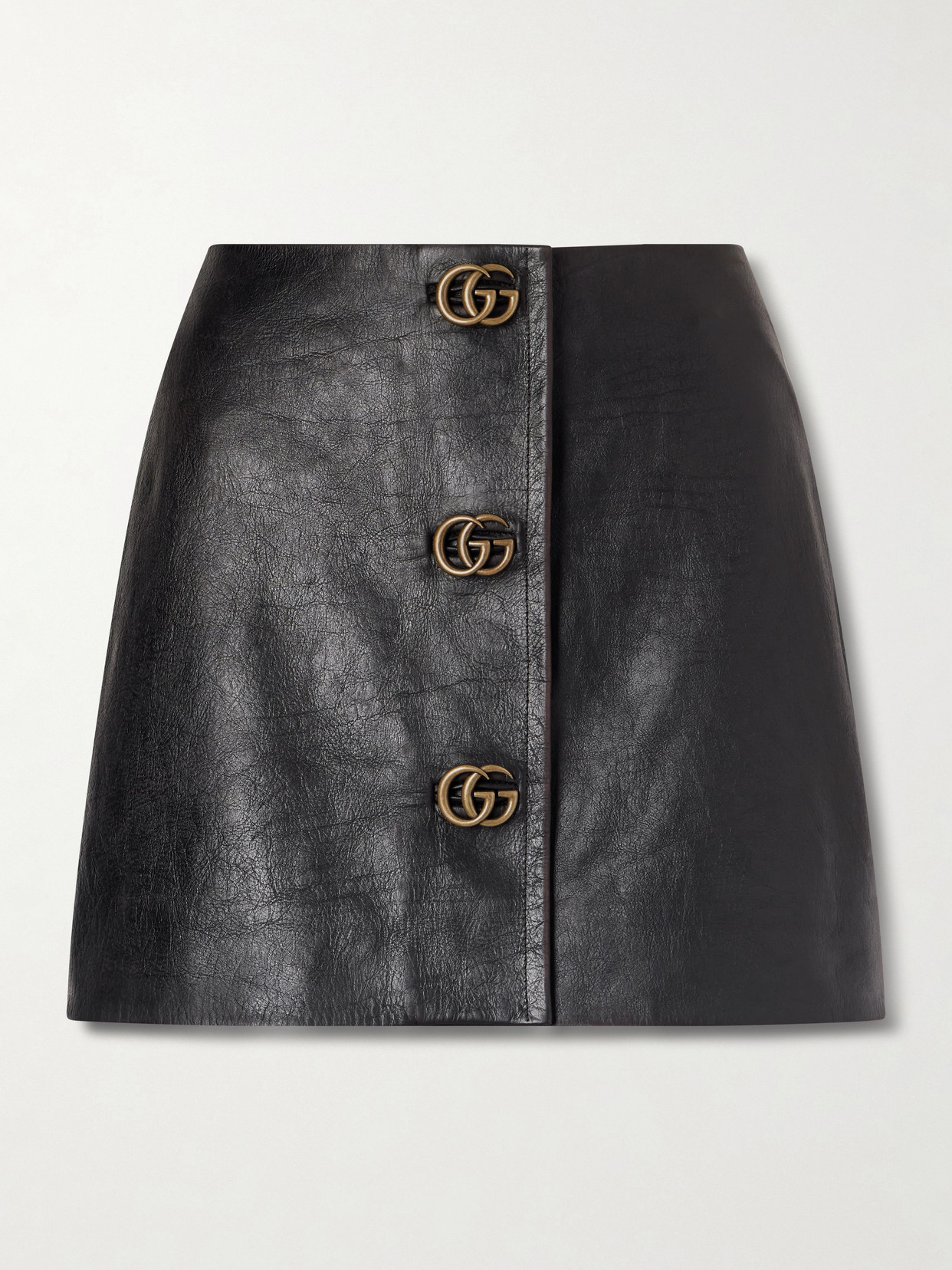 Gucci - Embellished Textured-leather Mini Skirt - Black | NET-A-PORTER (US)