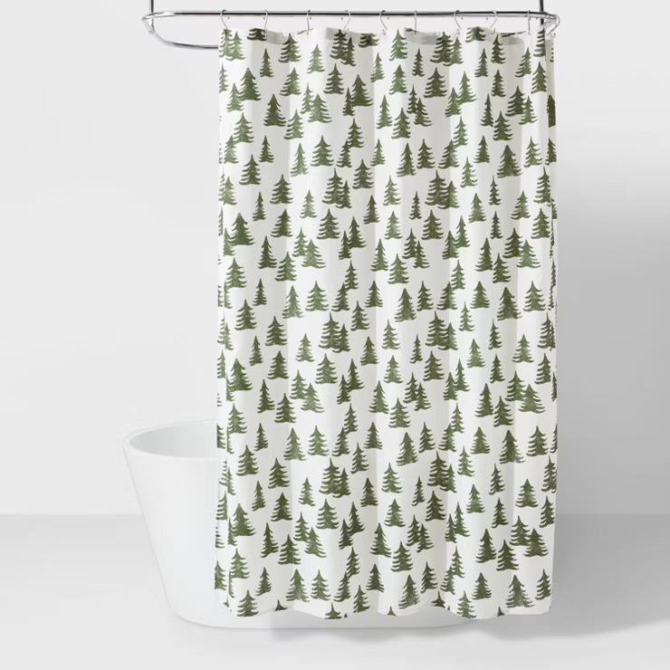 Allover Trees Christmas Shower Curtain Forest Green - Threshold™ | Target