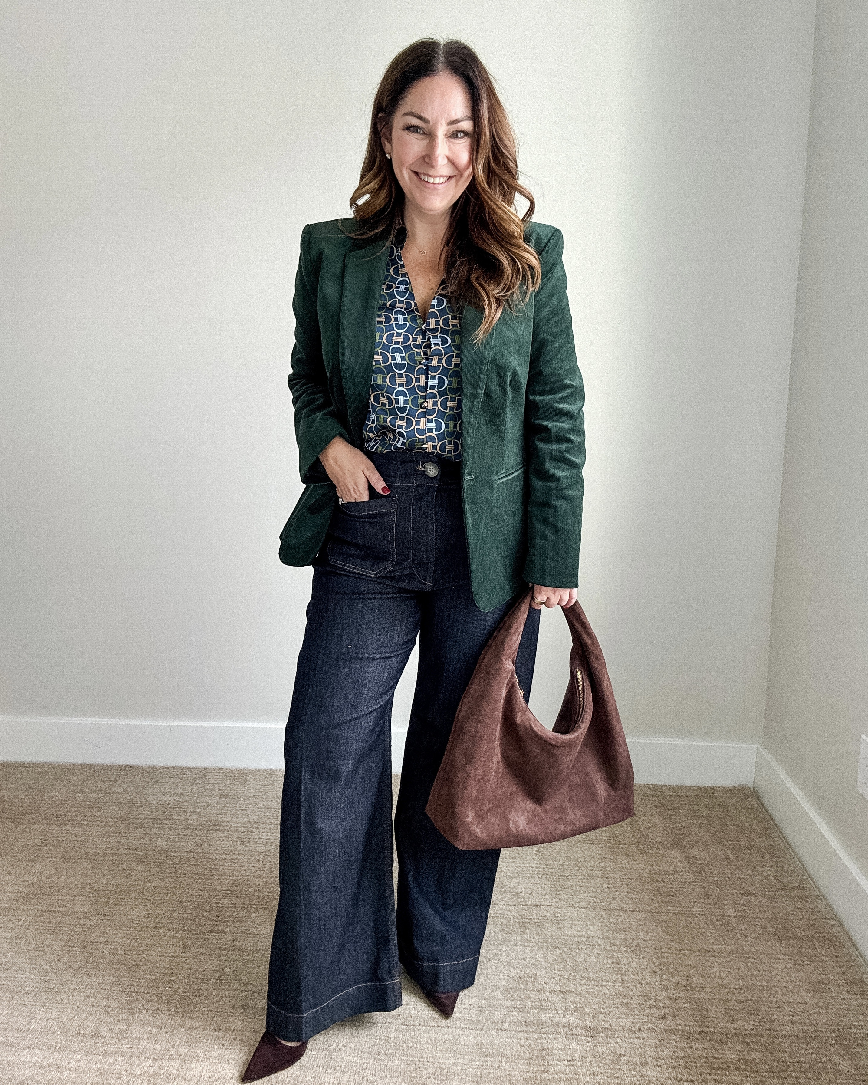 Professional  Green Velvet Blazer Business Casual Workwear Outfit | Wearing blazer tts 12, Blouse tts, L, and Jeans, 14 

#anntaylorstyle #professionaloutfit #businesscasual #workwearoutfit 

 

#LTKOver40 #LTKMidsize #LTKWorkwear