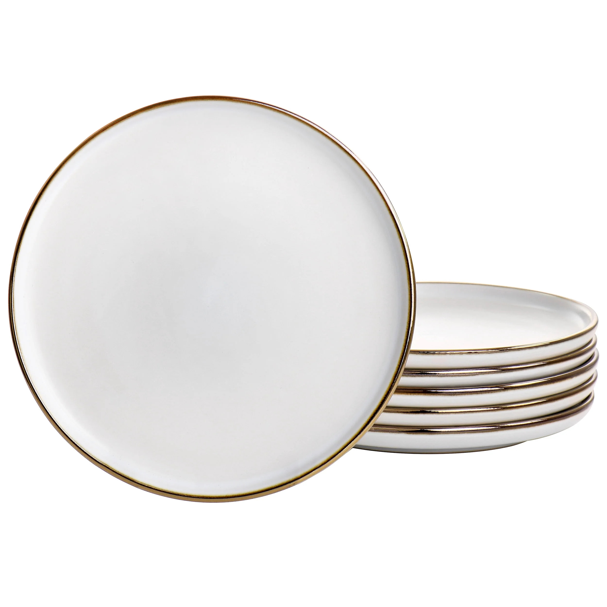 Elama Arthur 6 Piece Stoneware Salad Plate Set in Matt White with Gold Rim | Walmart (US)