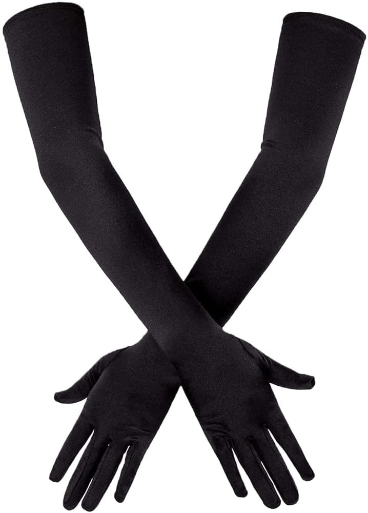Long Elbow Satin Gloves 21 inch Stretchy 1920s Opera Gloves Evening Party Dance for Women | Amazon (US)