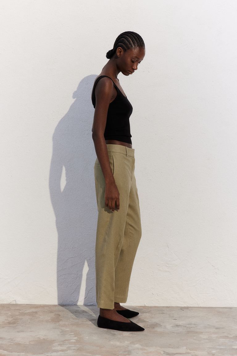 Pantalon en lin mélangé - Vert kaki - FEMME | H&M FR | H&M (FR & ES & IT)