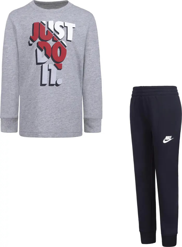 Nike Kids' Long Sleeve Tee & Fleece Joggers Set | Nordstromrack | Nordstrom Rack