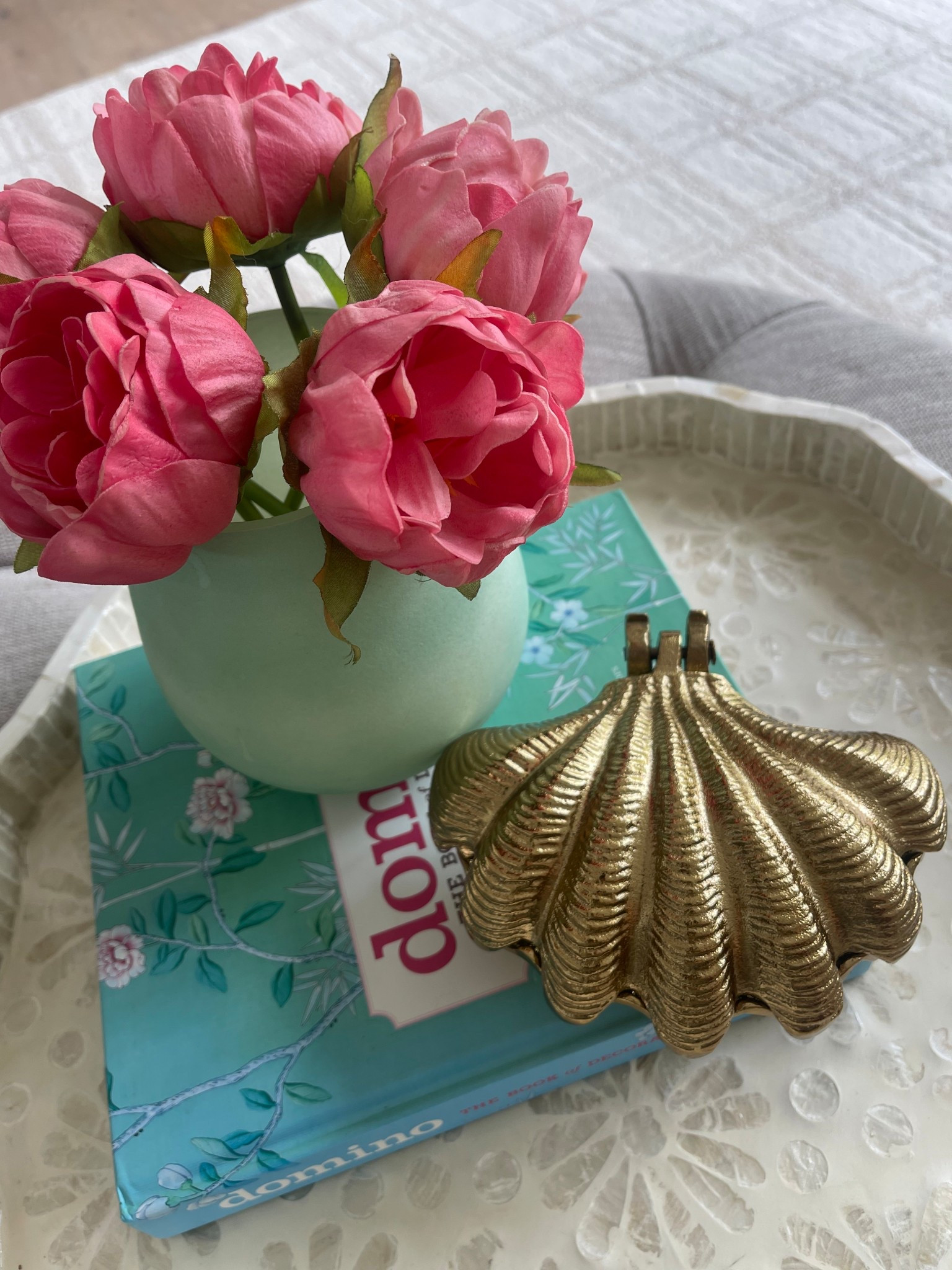 Gold seashell towel holder decor! 

#LTKHome #LTKSaleAlert