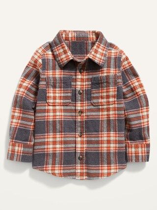 Long-Sleeve Plaid Flannel Pocket Shirt for Toddler Boys | Old Navy (US)