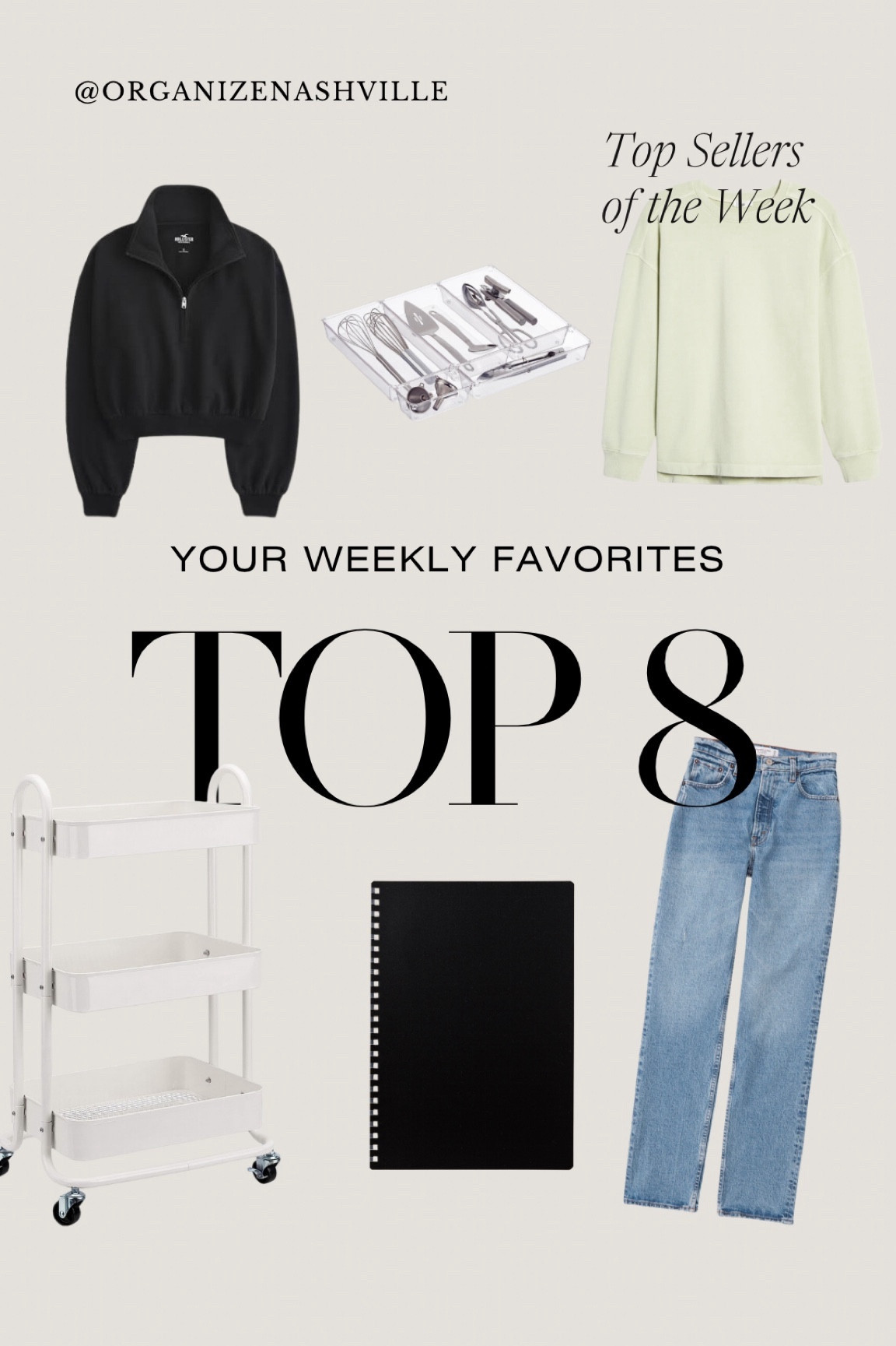 Your weekly favorites 🖤 | Top Sellers | I can tell yall are digging comfy season along with me. You loved the quarter zip pullover from Target and my favorite $20 crewneck sweatshirt. | Magic Jeans | Breastfeeding nursing cart | Paper Planner | Storage Tray Organizer |Lumini Rug | West Elm Dupes at Wayfair 