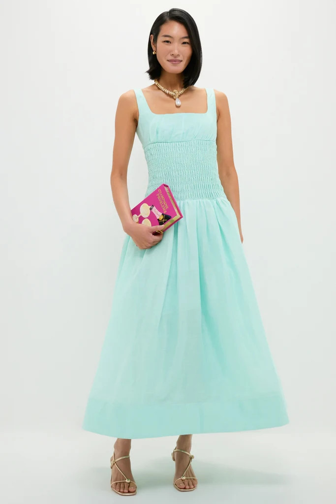 Mint Green Linen Organza Midi Dress | Tuckernuck (US)