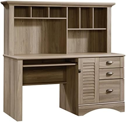 Sauder Harbor View Computer Desk with Hutch, Salt Oak finish | Amazon (US)