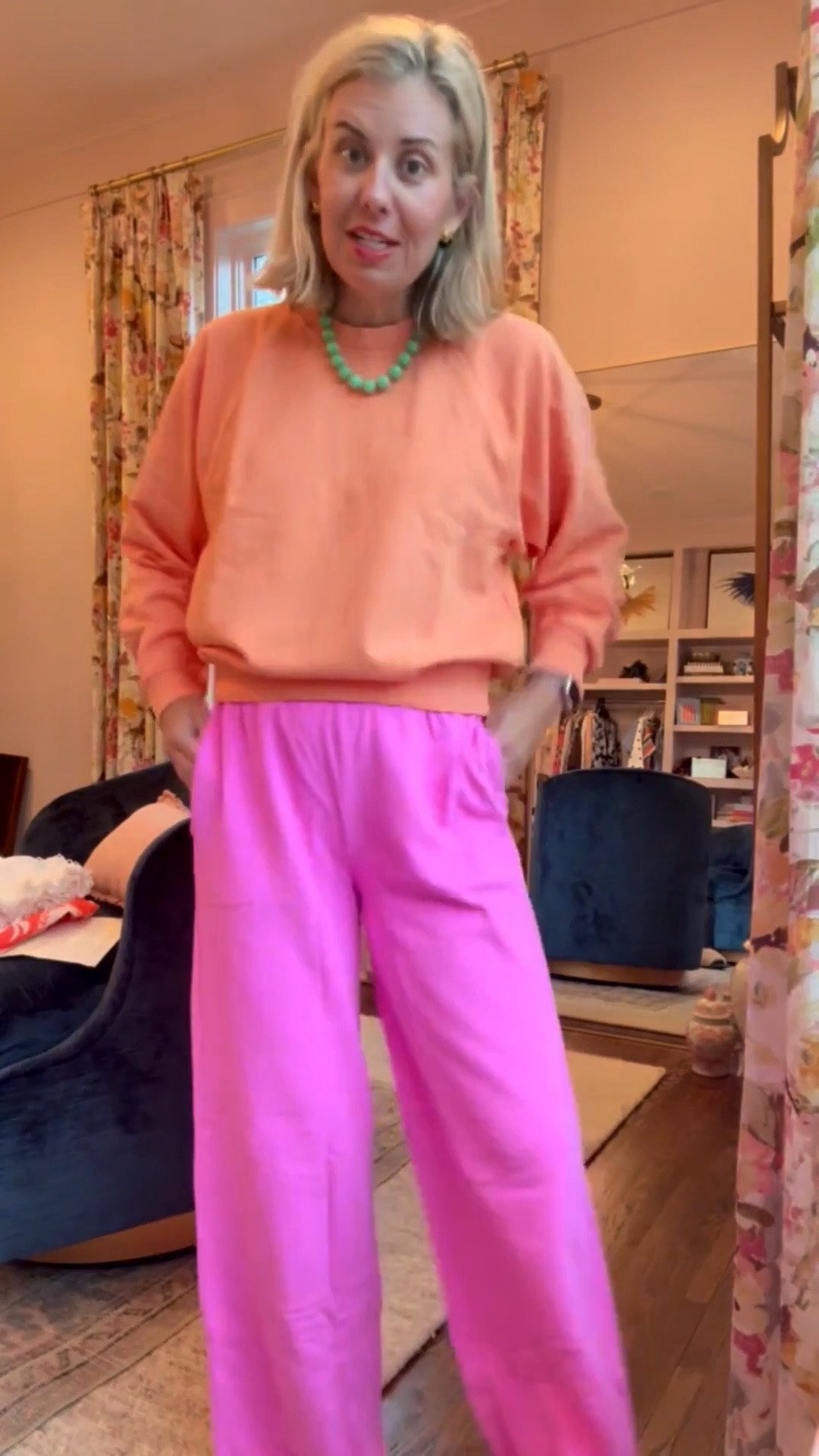 Pink & Orange…..why yes it is! Mix and matching is what we do here. Love this combo! 
Sweatshirt - xs
Pants - small petite 
Sneaker - 8 tts 

#LTKootd #LTKdayinmylife #LTKmomlife