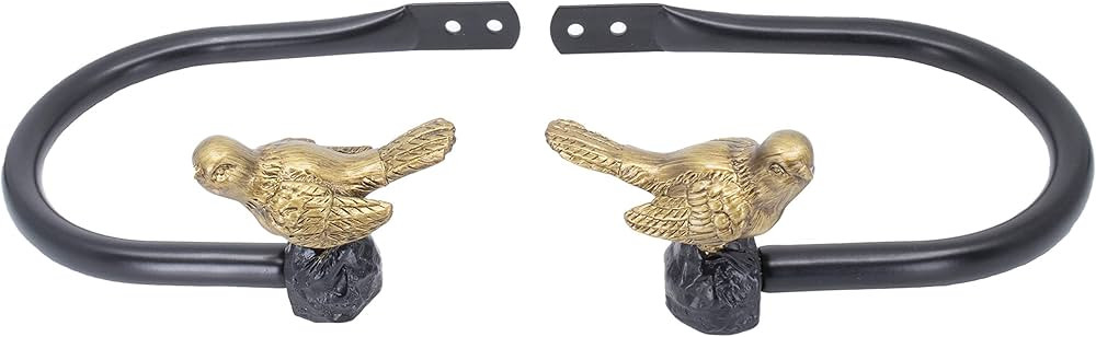 MERIVILLE Set of 2 Decorative Bird Window Curtain Holdbacks for Draperies, Renaissance Gold | Amazon (US)