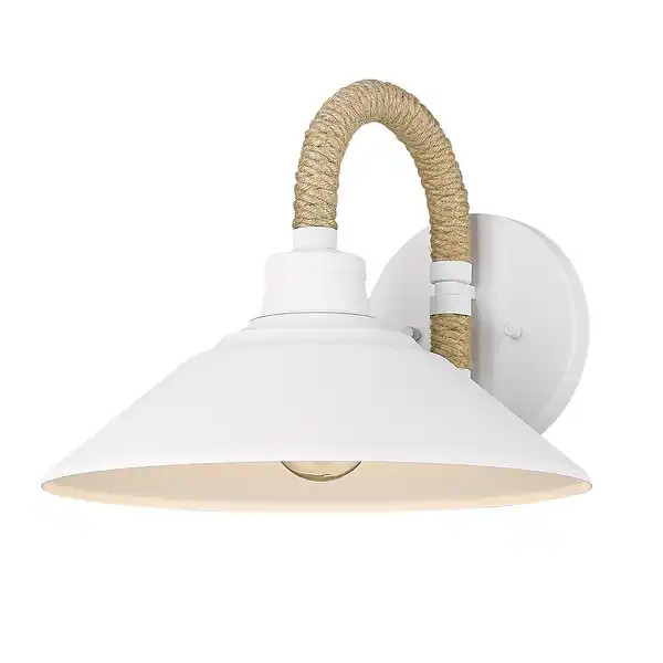 Journey 12" Wide Damp-Rated 1-Light Rustic Wall Sconce - Natural White | Bed Bath & Beyond