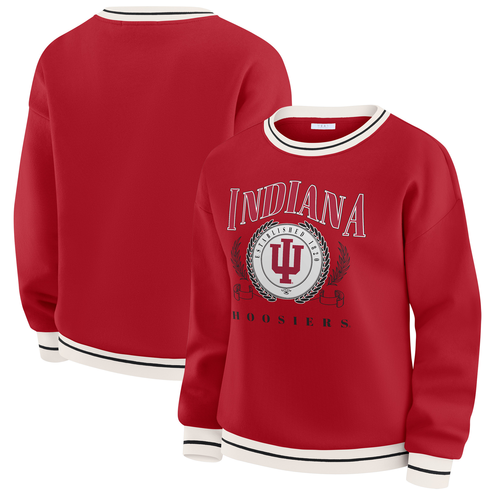 Women's WEAR by Erin Andrews Crimson Indiana Hoosiers Seal Sweatshirt | Fanatics