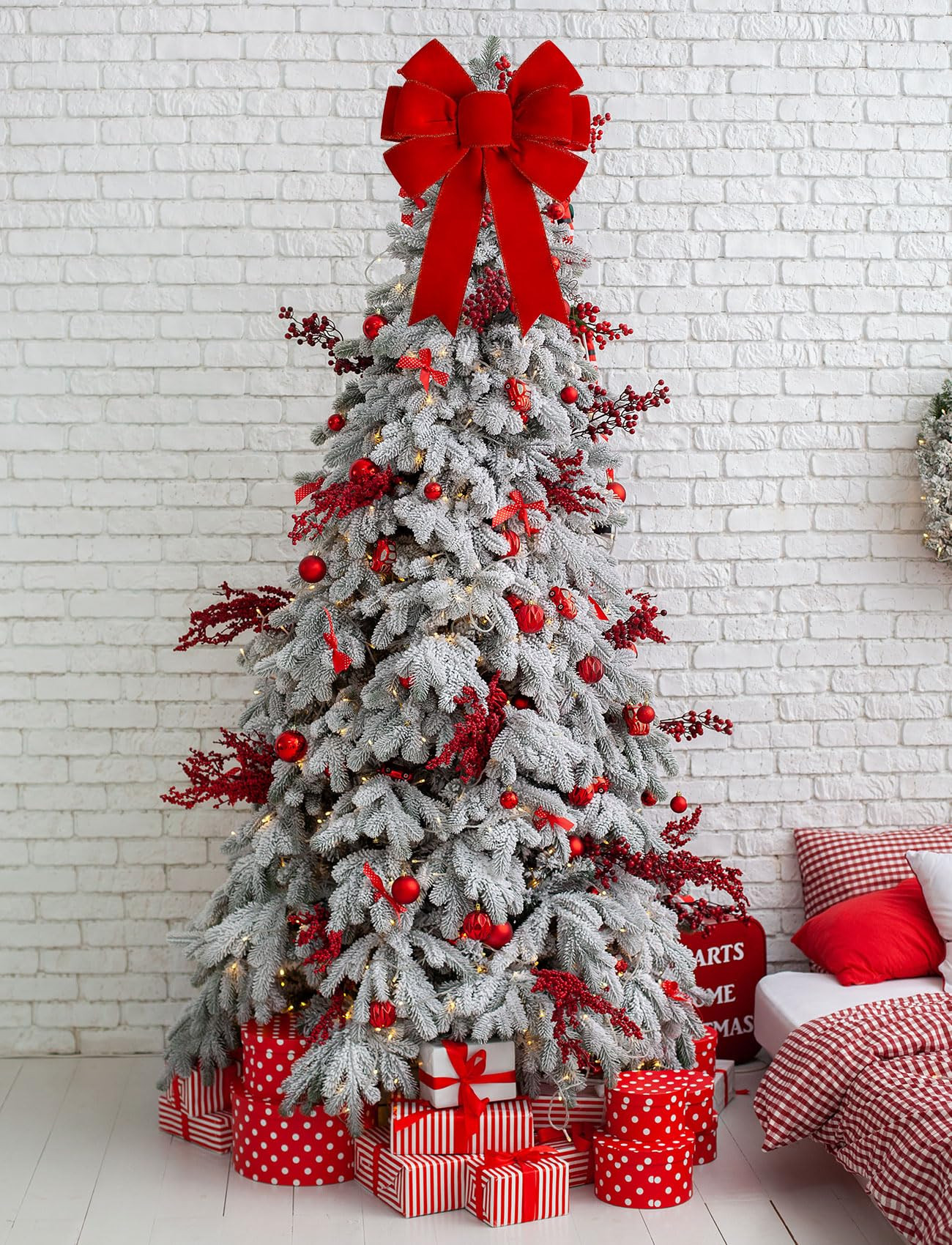 Red Christmas Bows Large Velvet Bow for Wreaths, Tree, Outside Decorating, Outdoor (12 * 14 inch) | Amazon (US)