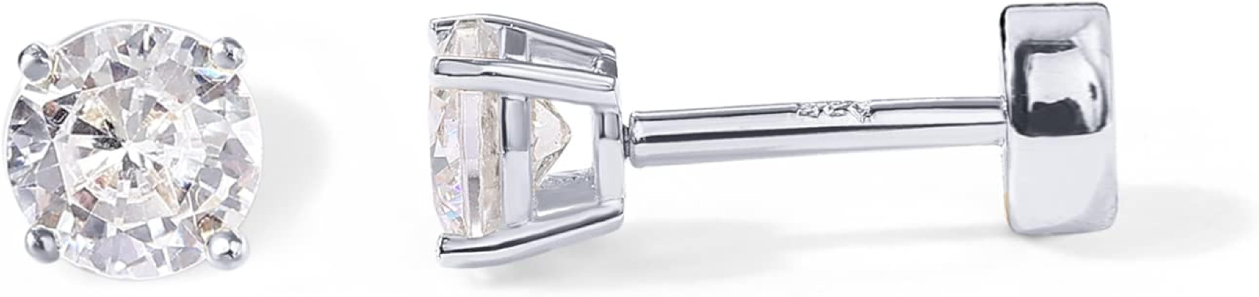 PAVOI 14K Gold Plated Solid 925 Sterling Silver Post Cubic Zirconia Stud Flat Back Earrings for W... | Amazon (US)