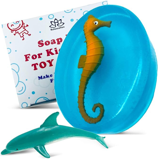 Relaxcation Soap Bar For Kids with Toy SEA ANIMALS Inside - Sweet SEA SHARK Scent and Blue Color ... | Amazon (US)