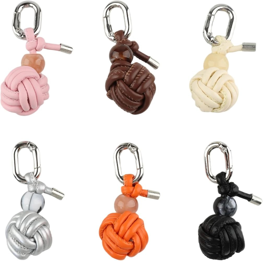 6 Pcs keychains shoe charms, Artificial leather Spherical Hand-woven sneakers shoelace jewelry ba... | Amazon (US)