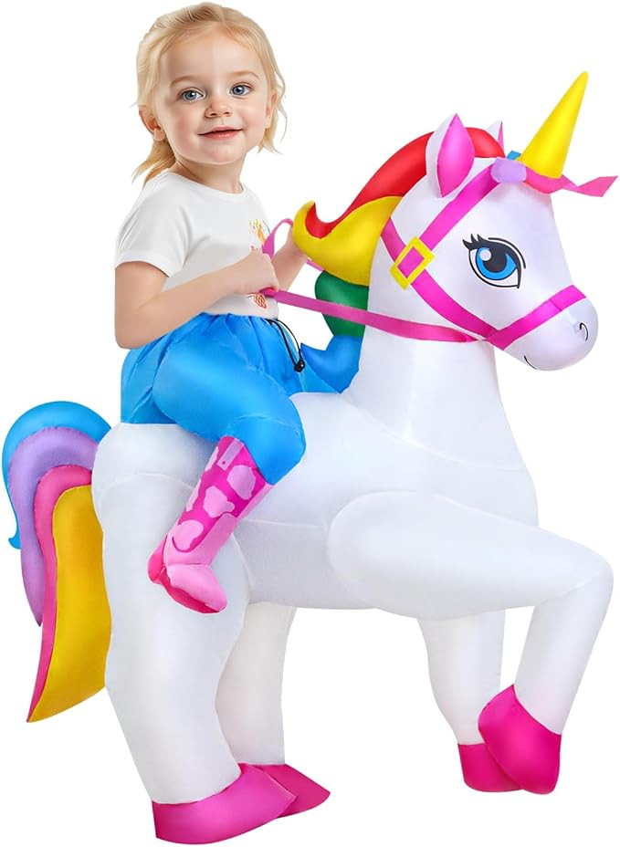 KOOY Inflatable Unicorn Costume Kids Unicorn Costume For Halloween Party Cosplay Blow Up Costume ... | Amazon (US)