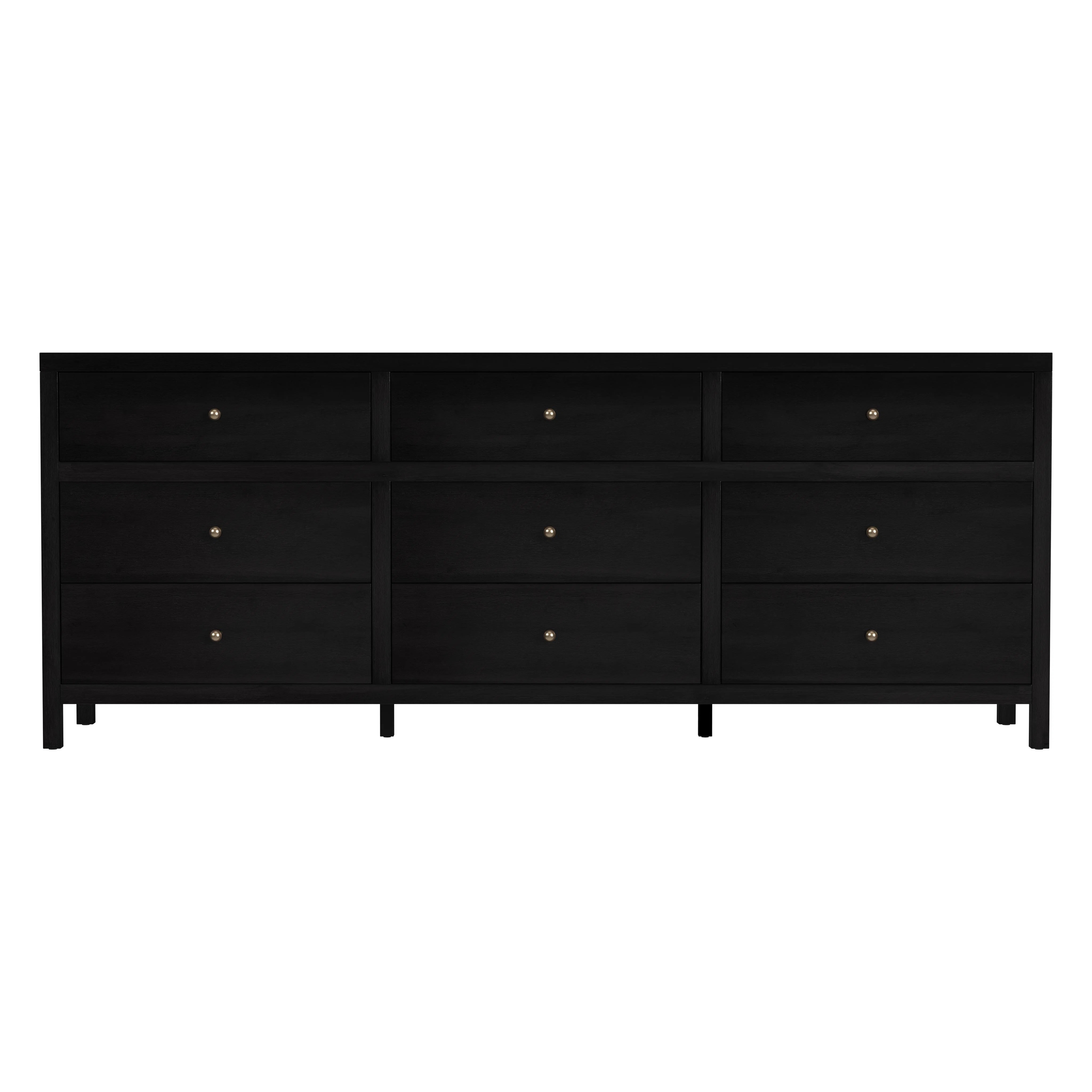 Celine 84 in. W Rectangular Wood 9 Drawer Dresser, Coffee Brown | Wayfair North America