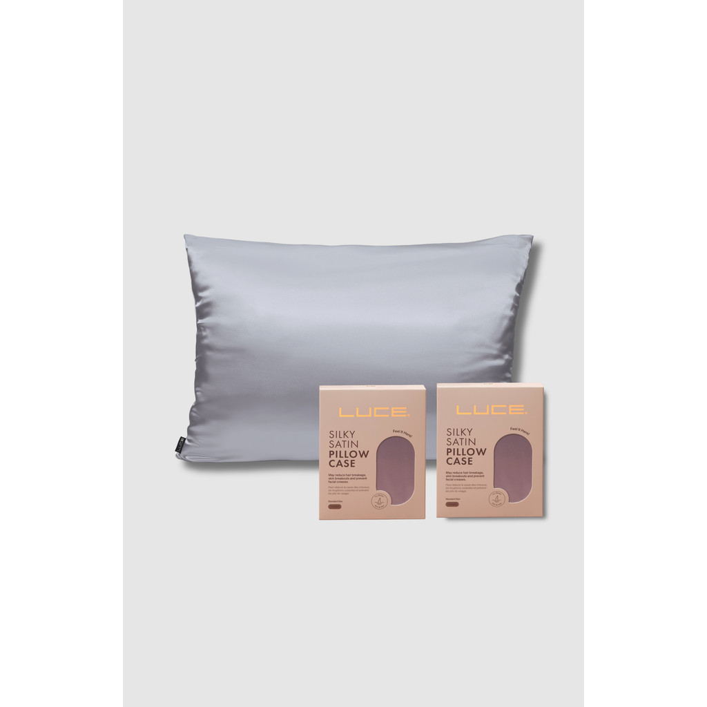 LUCE BEAUTY Silky Satin Pillow Case 2 Pieces in Grey at Nordstrom | Nordstrom