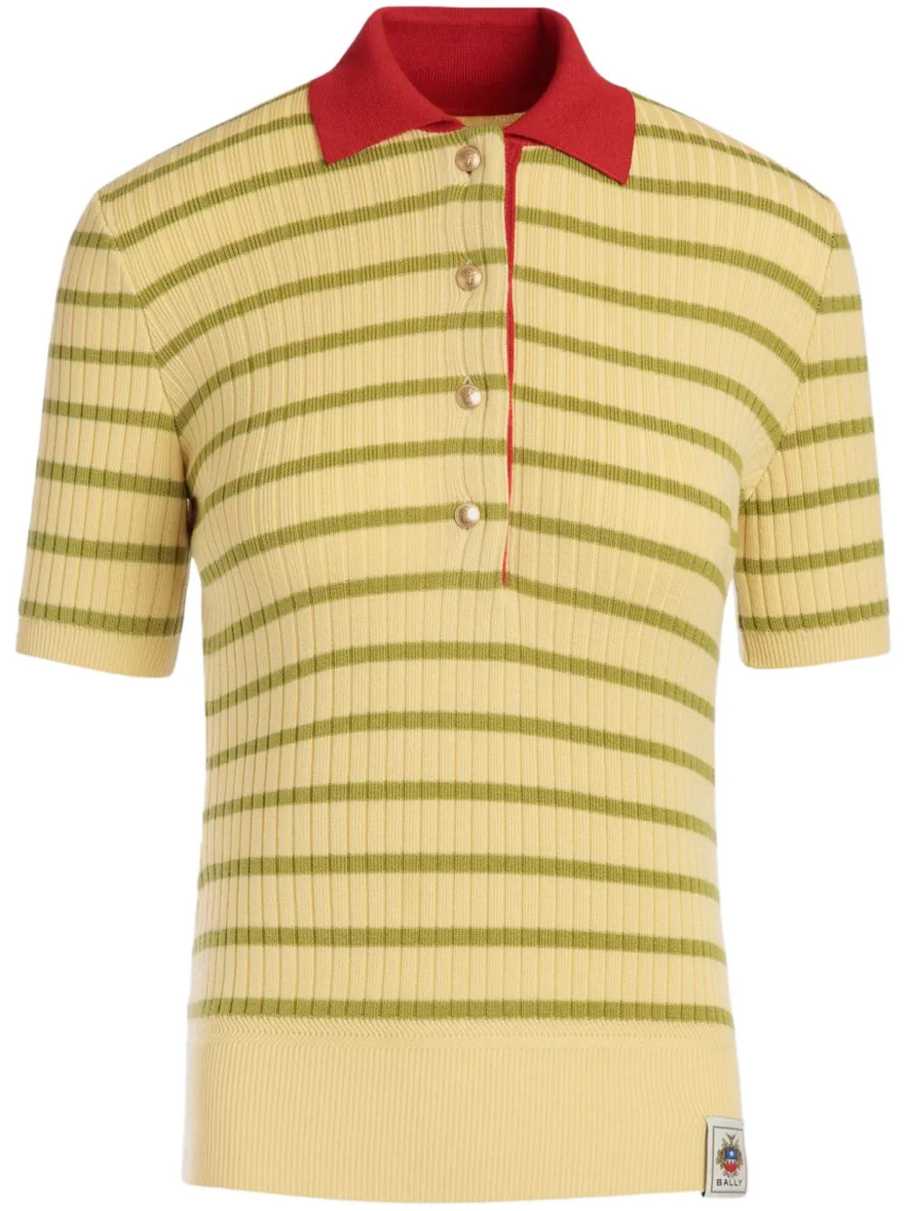 Bally striped knitted polo shirt - Yellow | Farfetch Global