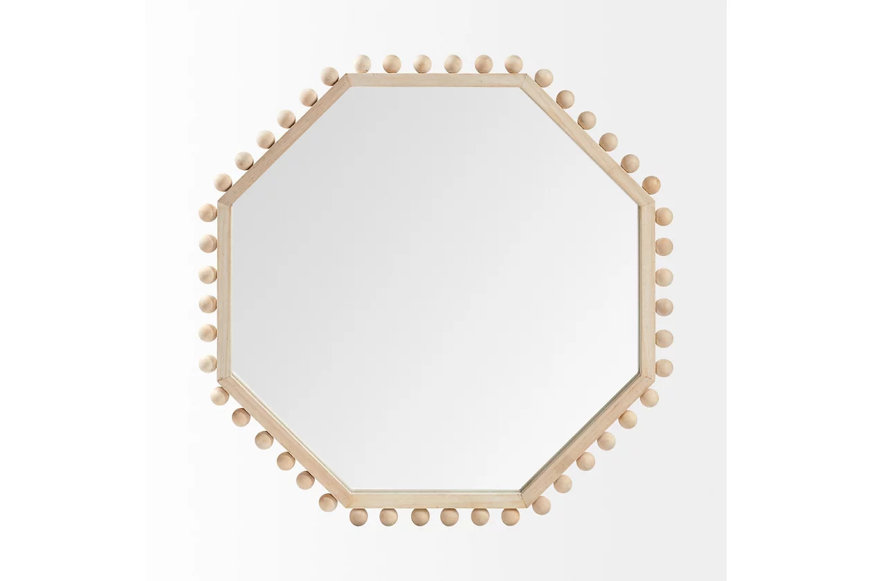 Mercana 32" Octagon Natural Wood Frame Mirror | Ashley Furniture HomeStore | Ashley Homestore