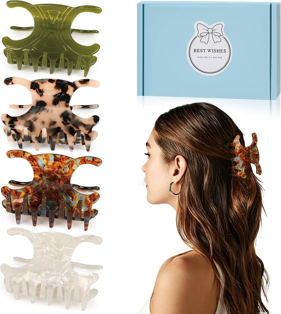 Acetate Butterfly Hair Clips, 4 Pack Medium Claw Clips for Women \u2013 Strong Hold Butterfly Hai... | Amazon (US)