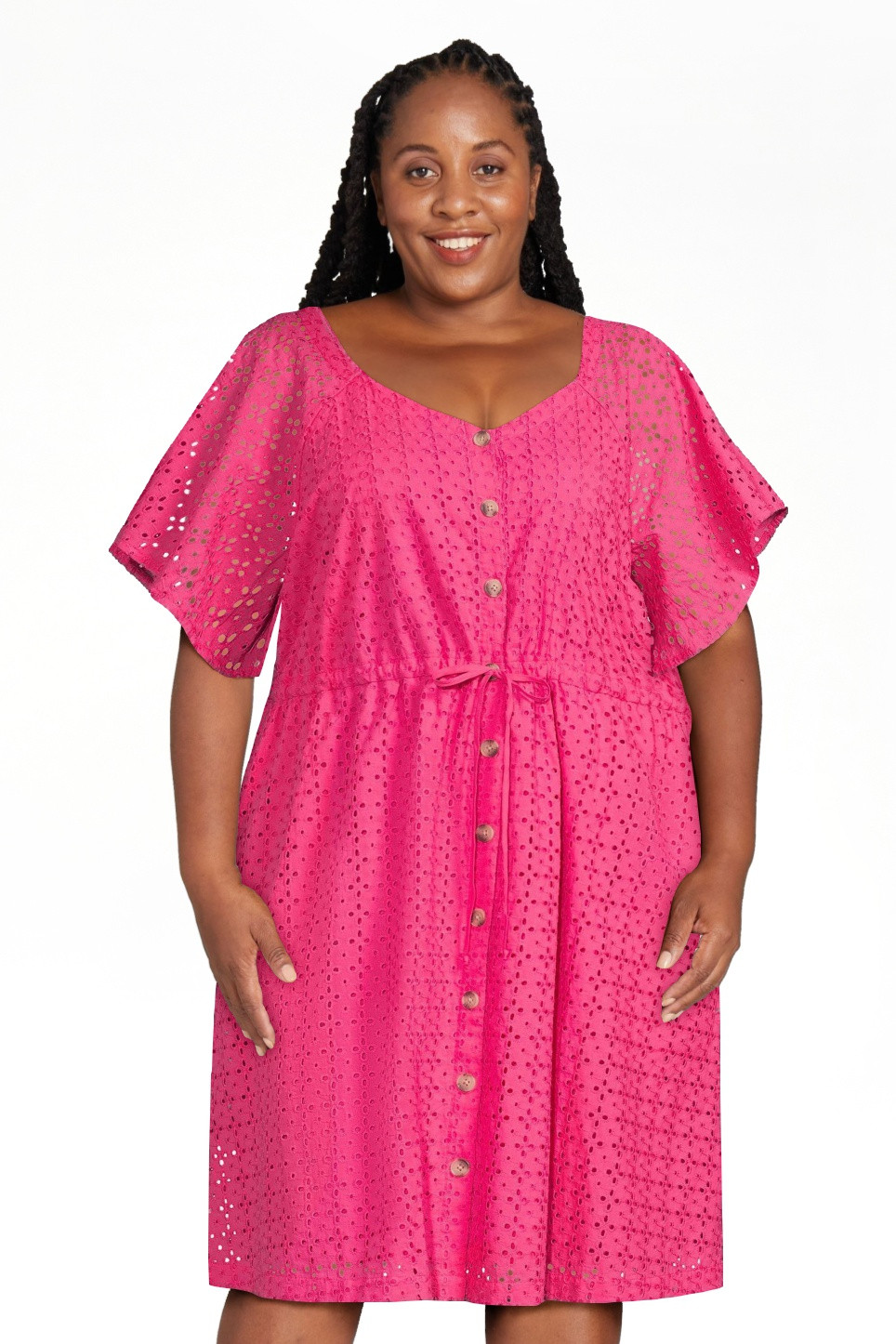 Terra & Sky Women's Plus Size Shirt Dress with Flutter Sleeves | Walmart (US)
