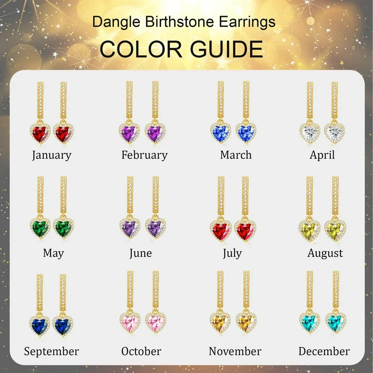 APSVO 18K Gold Plated Love Heart Drop Earrings for Women Girls April Birthstone Earrings with CZ ... | Walmart (US)