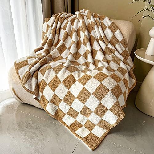 Amazon.com: Fuzzy Checkered Blanket,Villcr Throw Blanket for Couch Bed Sofa Travel Camping,Soft P... | Amazon (US)