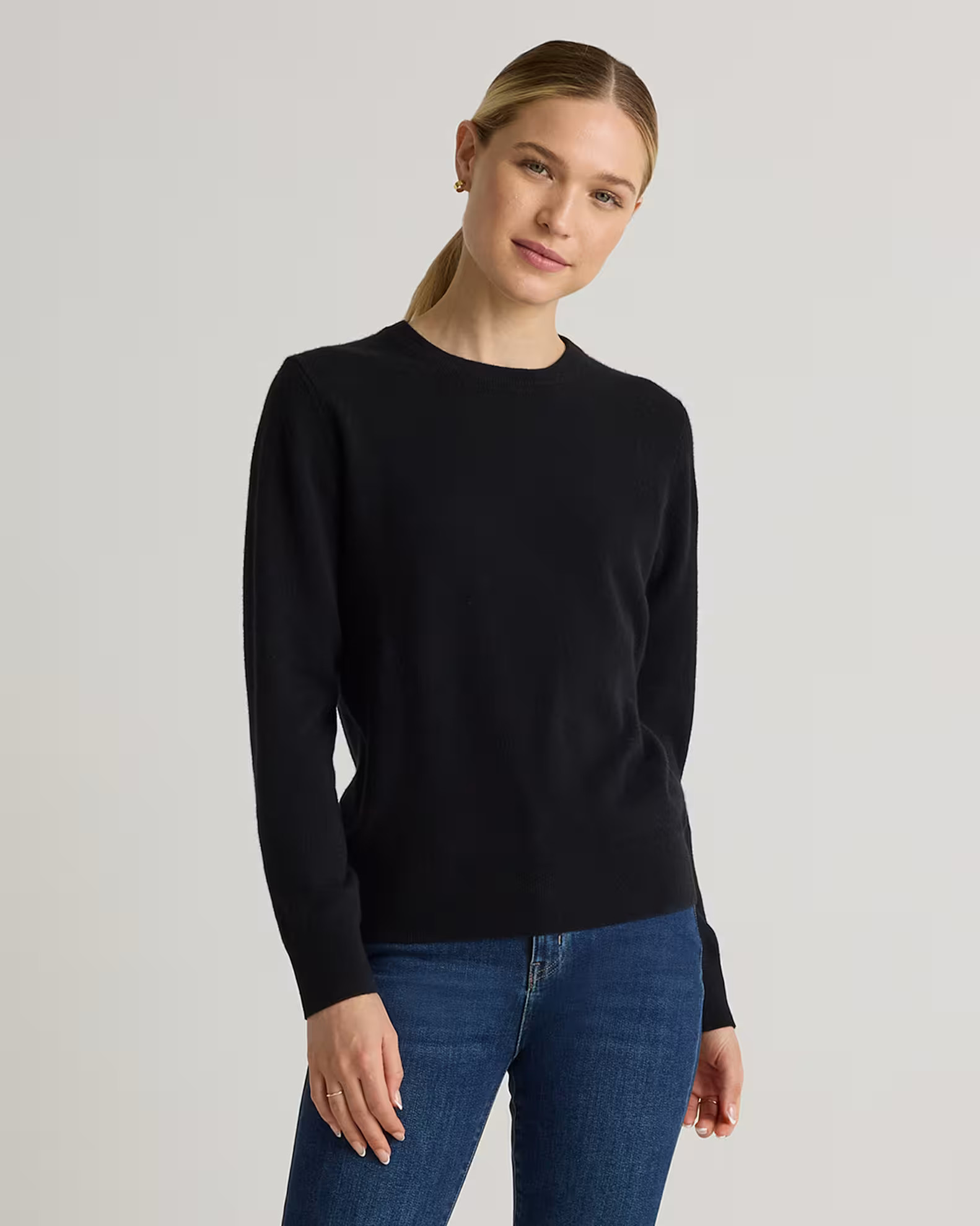 Mongolian Cashmere Crewneck Sweater in Black | Quince