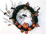 Black and Orange Halloween Wreath, Spooky Halloween Décor, Black and Orange Bat and Spider Door Hang | Amazon (US)