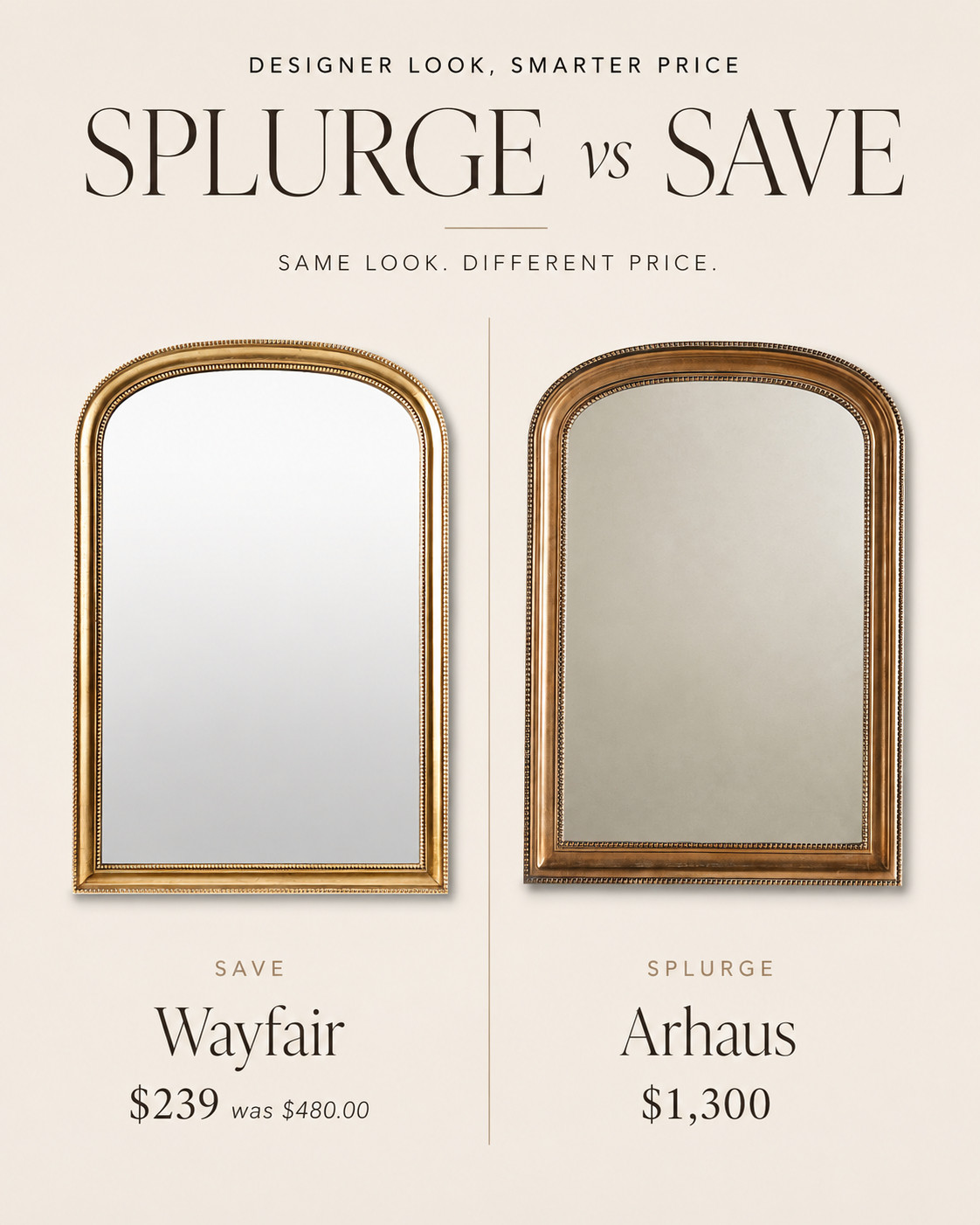 Love this designer-style arched mirror look for less! This Wayfair find has the same warm antique gold finish and classic beaded detail as the luxury Arhaus style, but at a much lower price. Perfect for an entryway, bedroom, bathroom, or above a console table to make your space feel more polished and elevated. 

 #WayfairFinds #ArchedMirror #GoldMirror #DesignerLookForLess #AffordableHomeDecor #EntrywayDecor #BedroomDecor #LuxuryForLess #HomeDecorFinds #LTKOver40 #LTKHome #LTKSaleAlert