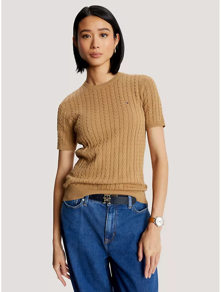 Cable Knit Short-Sleeve Sweater | Tommy Hilfiger | Tommy Hilfiger (US)