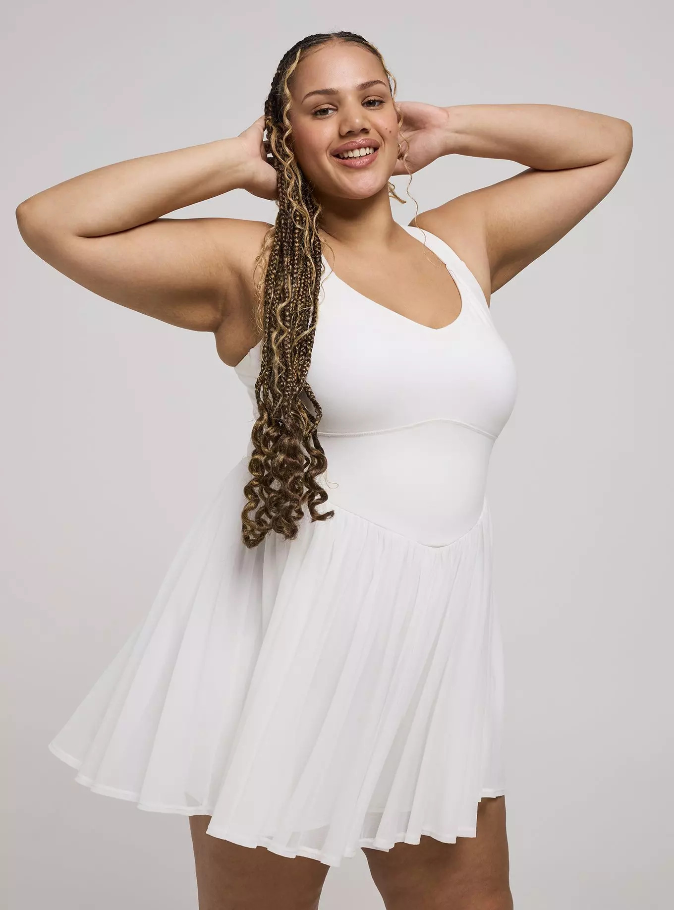 TRU Performance Core Mesh Ruffle 2fer Active Dress | Torrid (US & Canada)