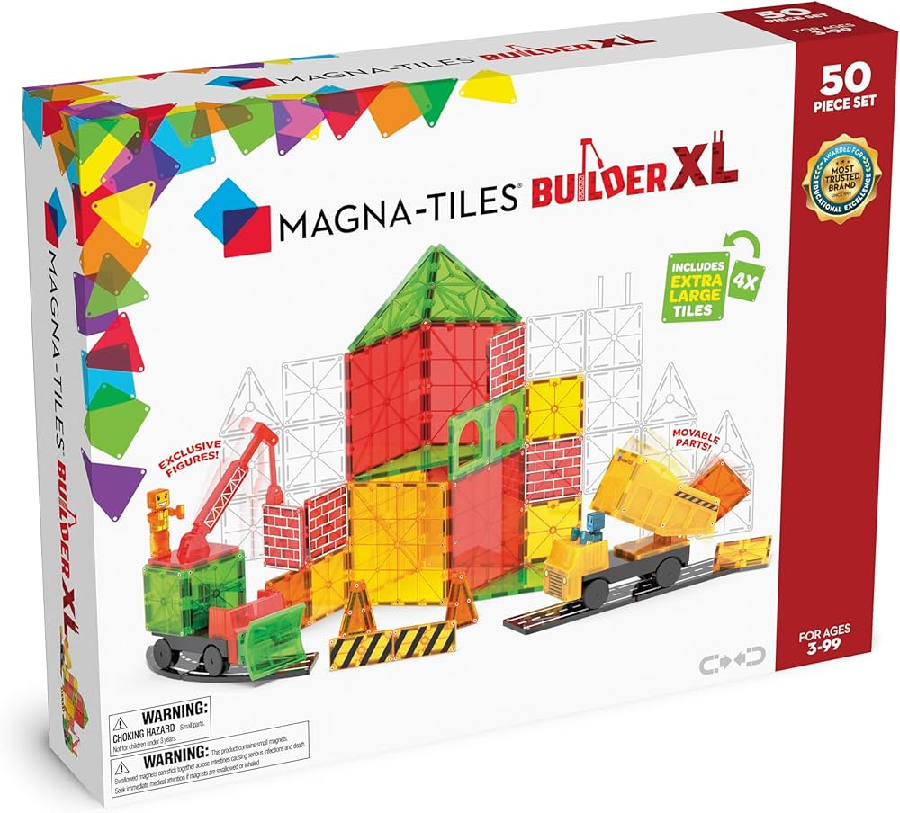 MAGNA-TILES Builder XL 50-Piece Magnetic Construction Set, The Original Magnetic Building Brand | Amazon (US)