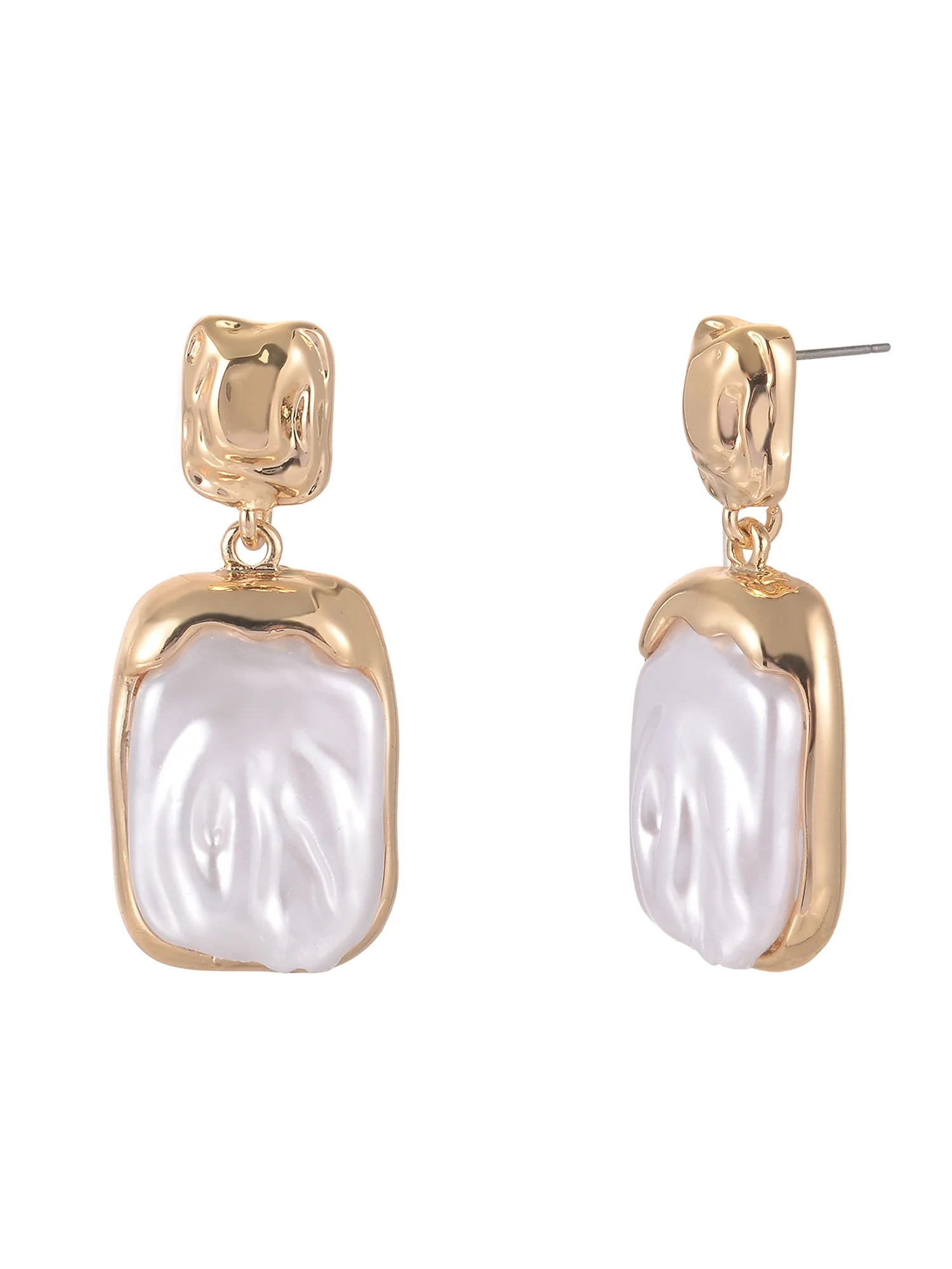 Time and Tru Goldtone Acrylic Inset Square Drop Earring | Walmart (US)